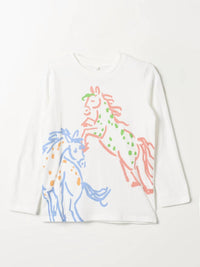 Stella Mccartney - Girl's Long Sleeve Tee With Horse Sketch Print