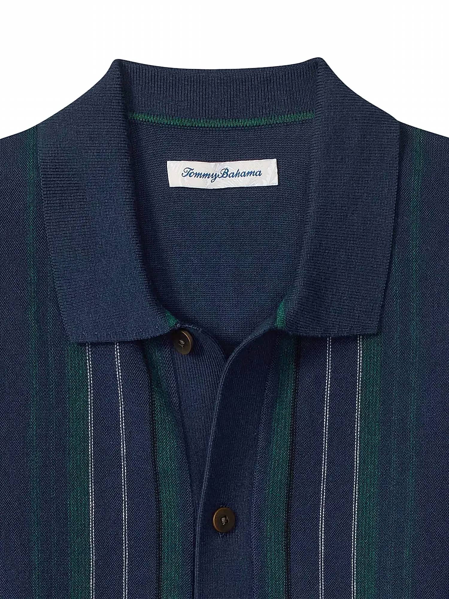 TOMMY BAHAMA Men's Palmerito Button Front Polo Shirt in coasline - men's shirt - detail view