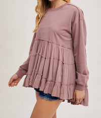 Bluivy - Women's Tiered Ruffle Hem Sweatshirt