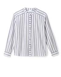 Cartolina Nantucket Rosalie Button Down Shirt in coastal indigo stripe - women's shirt - alternate view