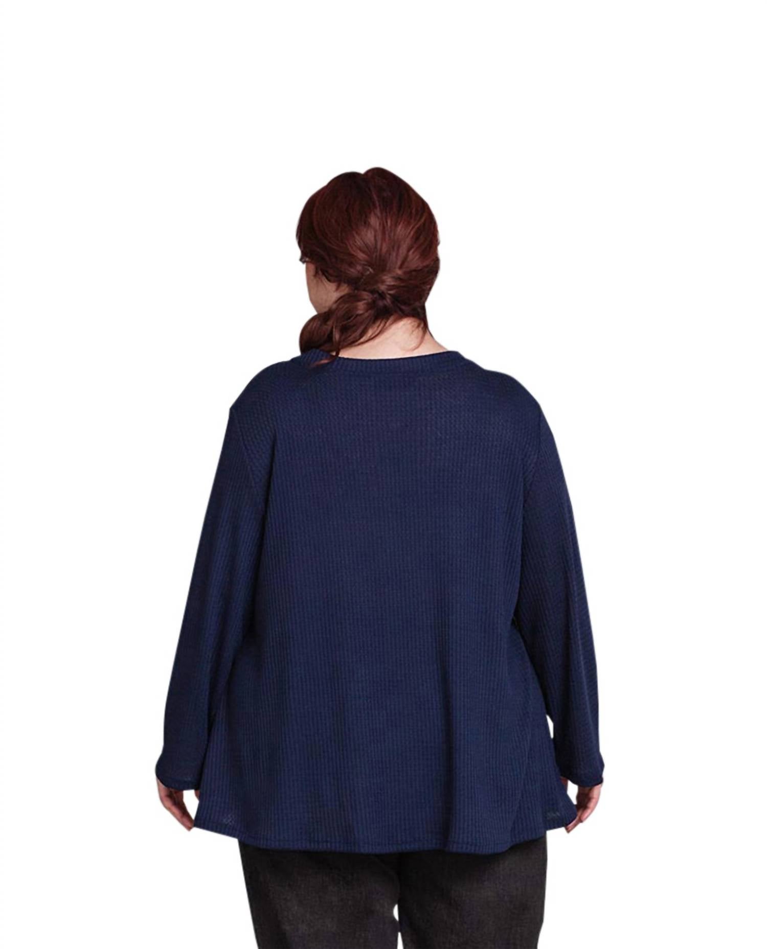 On The Plus Side - Waffle Knit Long Sleeve Top - Plus