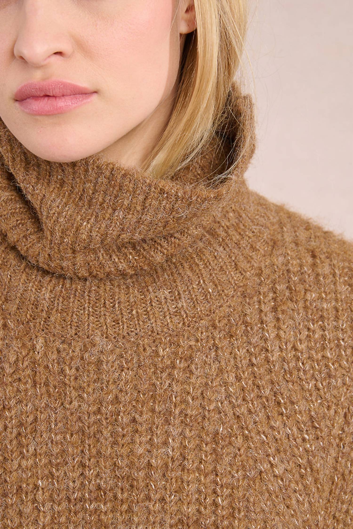 MOLLY BRACKEN Knitted Sleeveless Sweater in camel - women's sweater - view 5