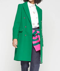 Vilagallo Lian Double-breasted Coat in kelly green - women's jacket - detail view