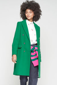 Vilagallo Lian Double-breasted Coat in kelly green - women's jacket - alternate view