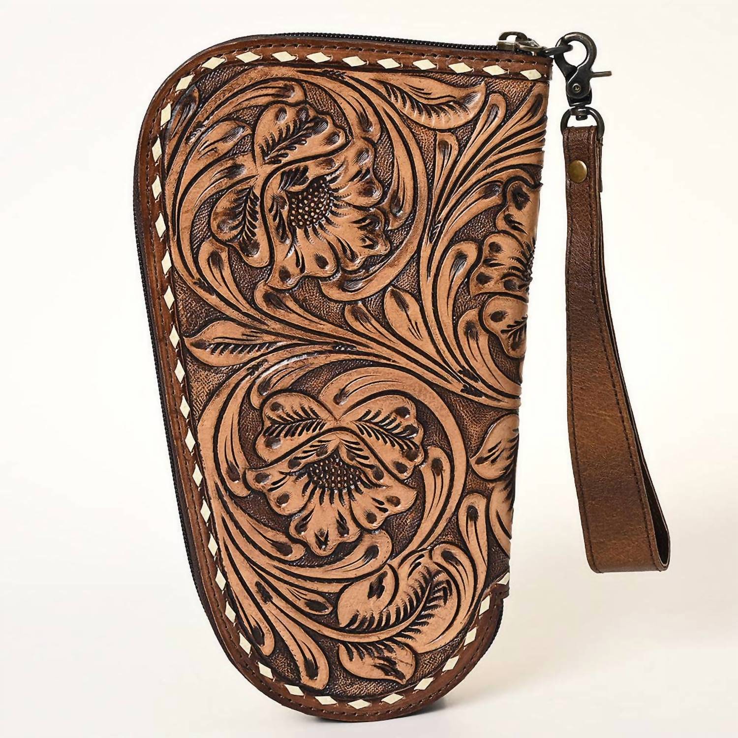 American Darling - Women's Full Hand-tooled Leather Pistol Case With Floral Carving