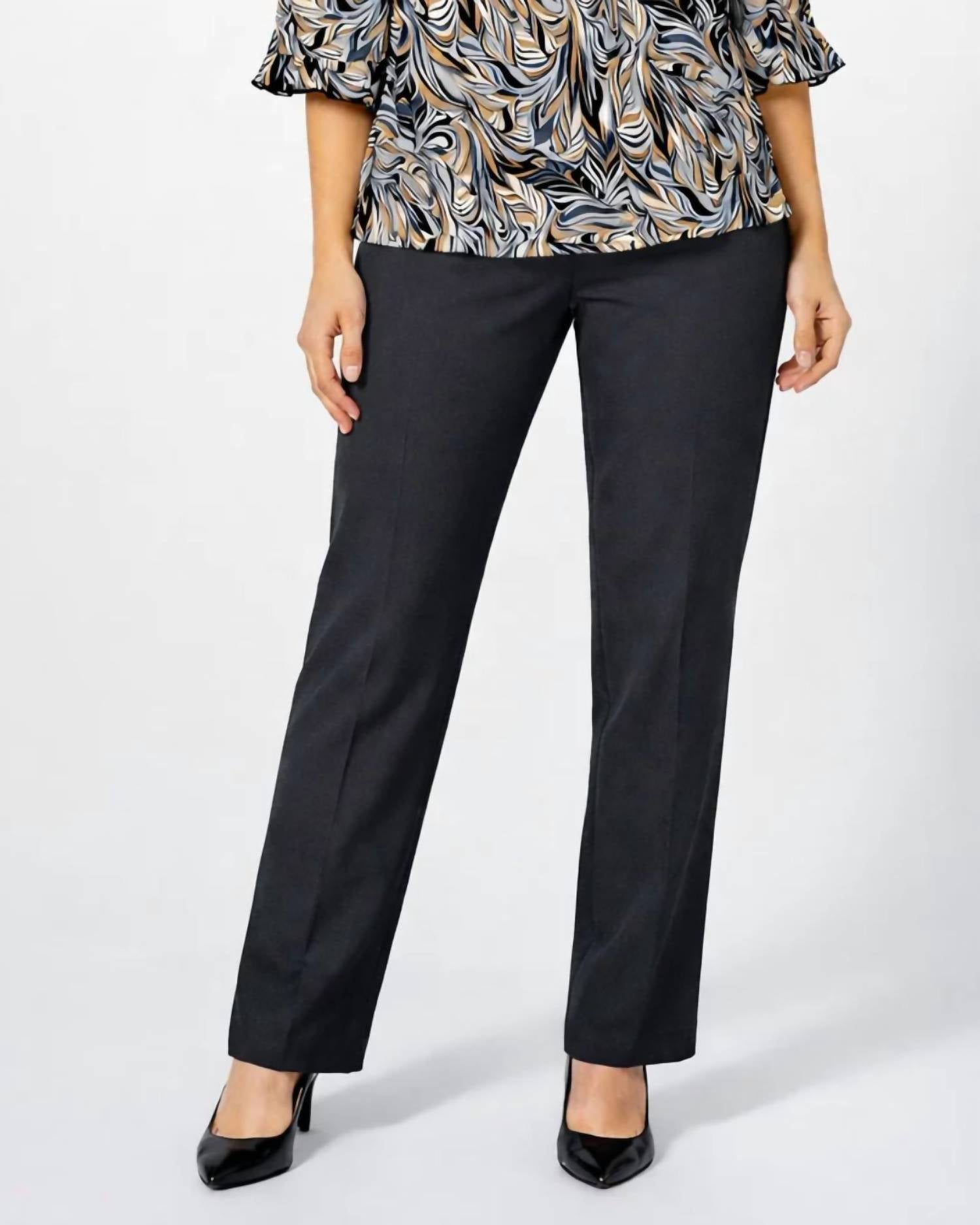N Touch Pull On Dress Pant in charcoal - women's pants - detail view
