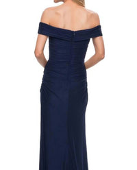 La Femme - Long Ruched Jersey Prom Dress