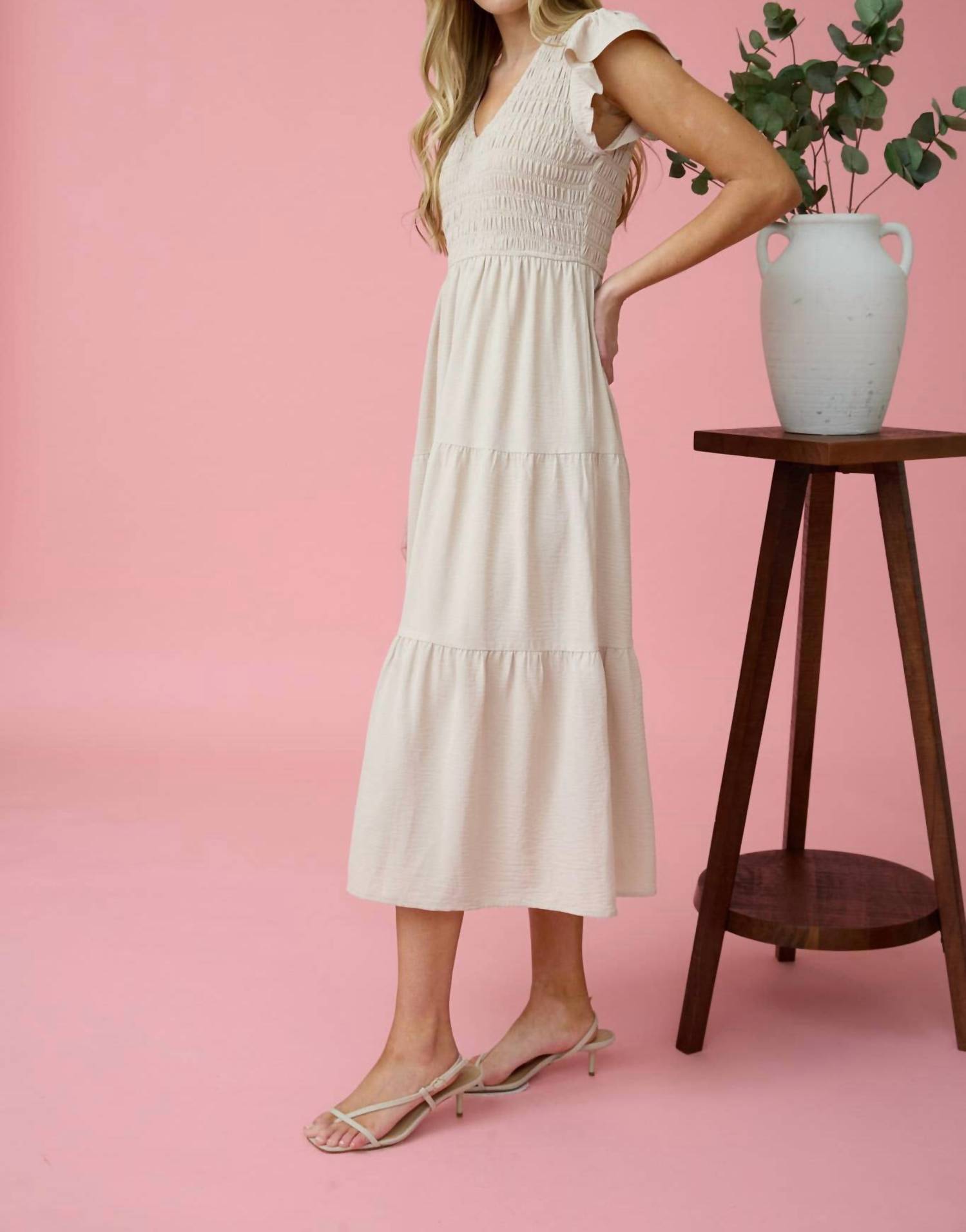 Blu Pepper - Flutter Sleeve Maxi Dress