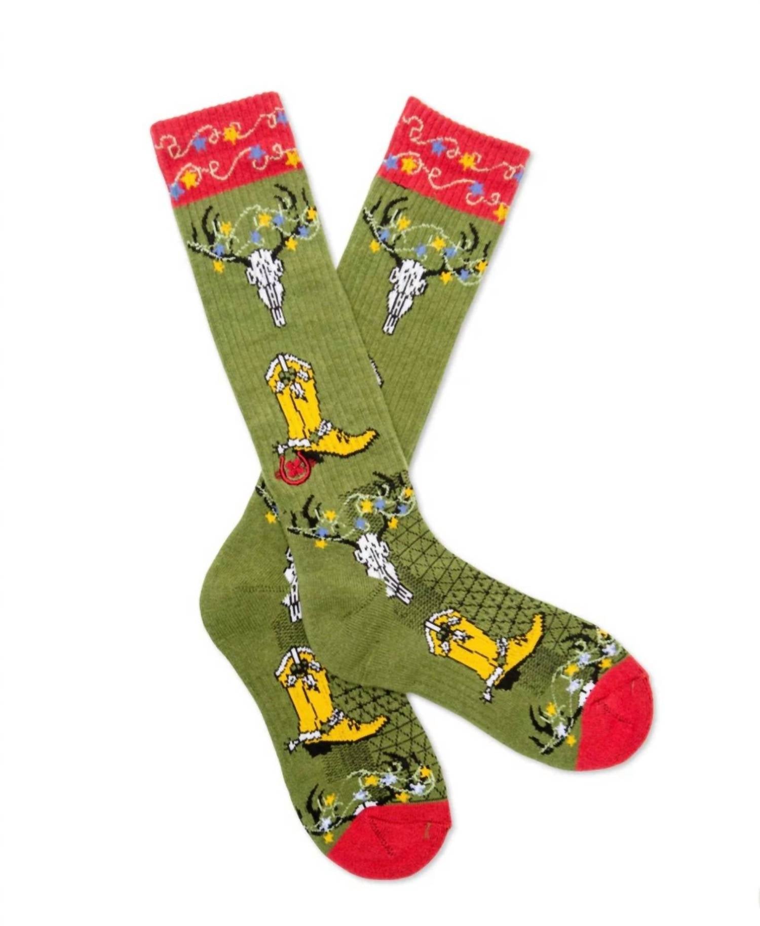 Lucky Chuck Get a Little Western Performance Socks in green - women's accessory