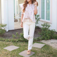 Karlie - French Floral Novelty Collar Top