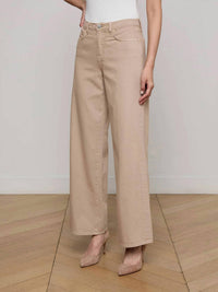 L'Agence Alicent High Rise Wide Leg Jeans in pale khaki - women's jeans - alternate view