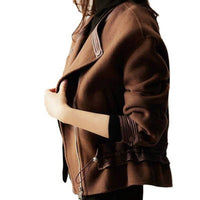 Uzwholesale - Short Solid Color Drawstring Waist Woolen Coat
