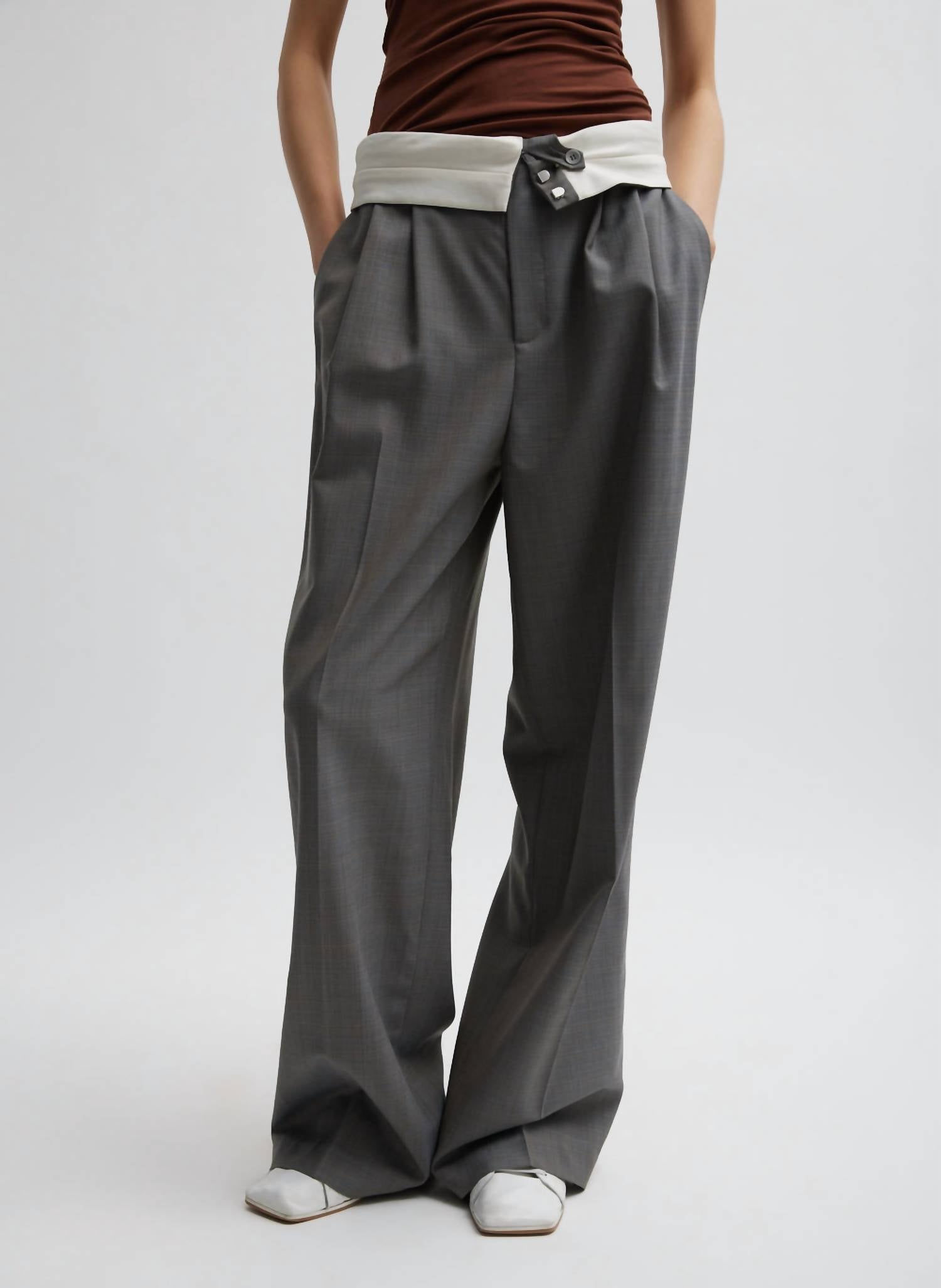 Tibi - Grant Suiting Fold Over Trouser