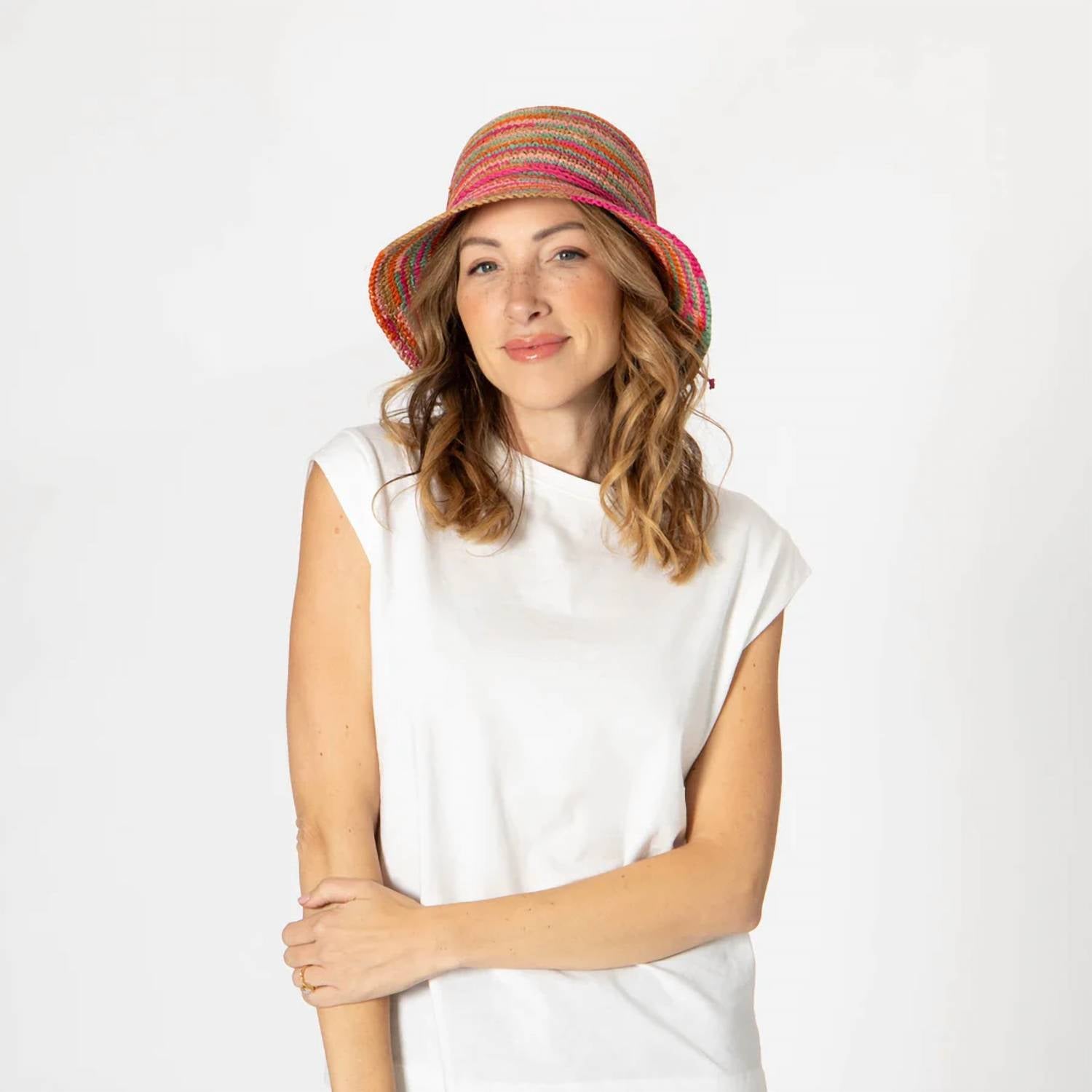 San Diego Hat Company - Women's Iris Crochet Raffia Packable Bucket Hat