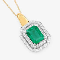 Diana M Jewels Women's Natural Zambian Emerald Pendant Necklace (2.37 Ct) - Classic Plus in 14k white gold - women's jewelry - detail view