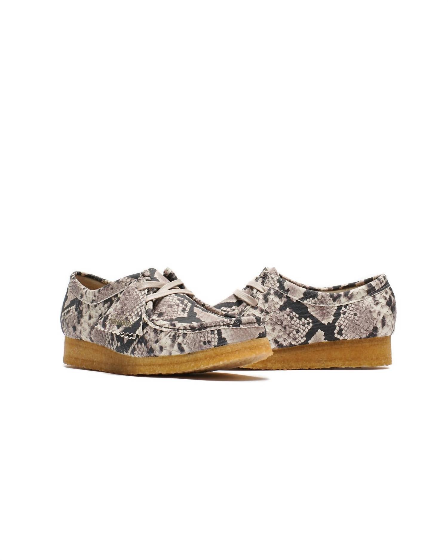 Clarks Women's Wallabee Loafer in grey snake leather - women's flats - view 4