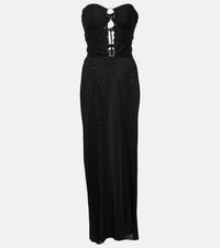 Tom Ford - strapless ling dress with 3 gold circles and tie back