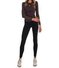 Kimberly C Run the Day Performance Fitted Top in chocolate - women's long sleeve top - view 8
