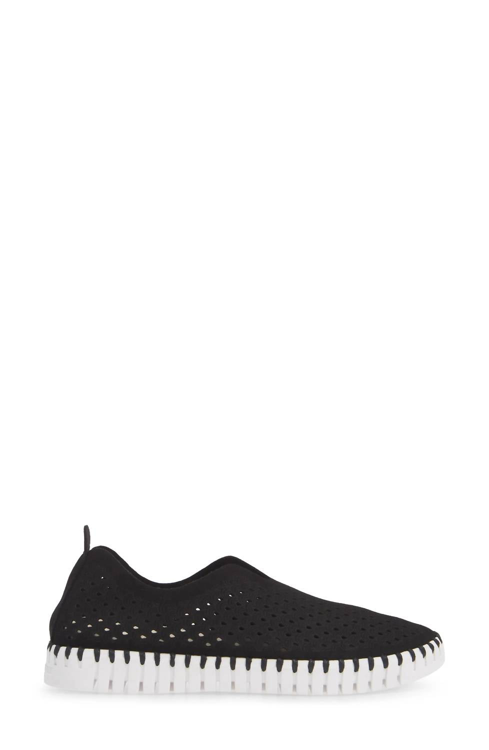 Ilse Jacobsen Women's Tulip 139 Perforated Slip-on Sneaker Shoe in black - women's sneaker - detail view