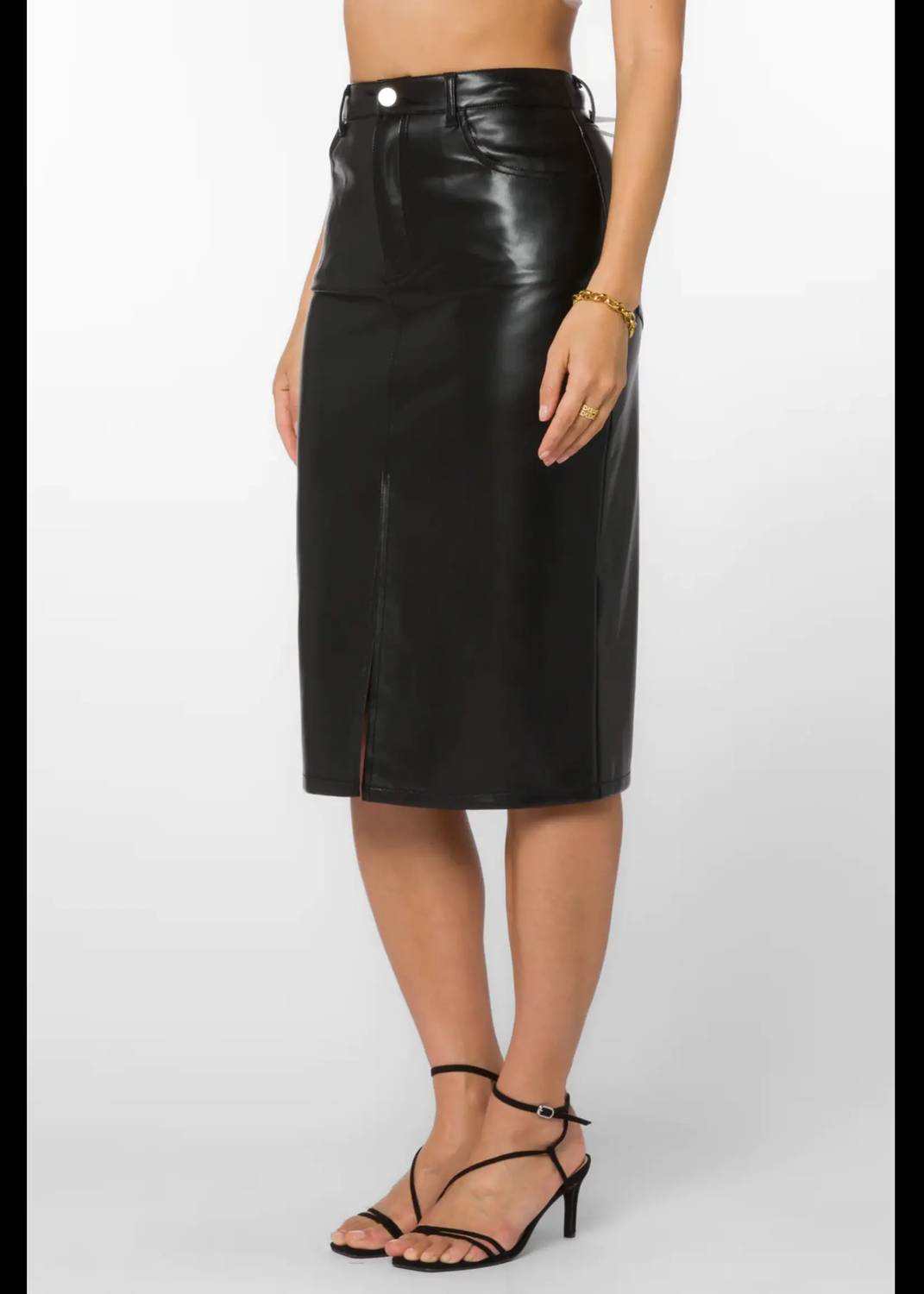 Velvet Heart - Rocky High Rise Faux Leather Midi Skirt