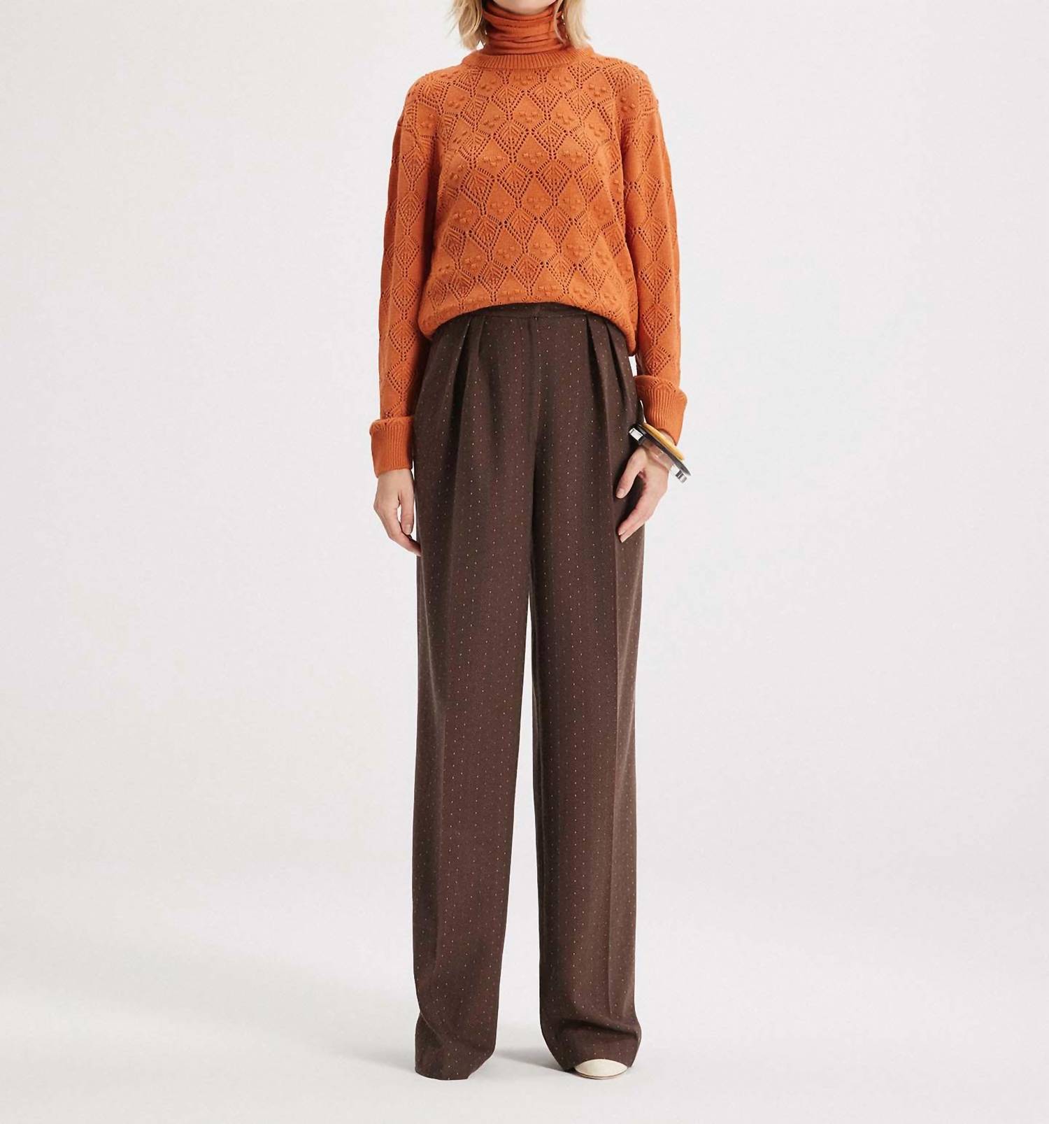 Theo The Label - Ersa Pointelle Argyle Pullover