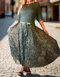 Look Mode Usa - Leopard Print Long Tulle Skirt
