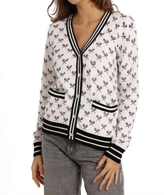 Minnie Rose - Cotton Cashmere Sport Print Cardigan