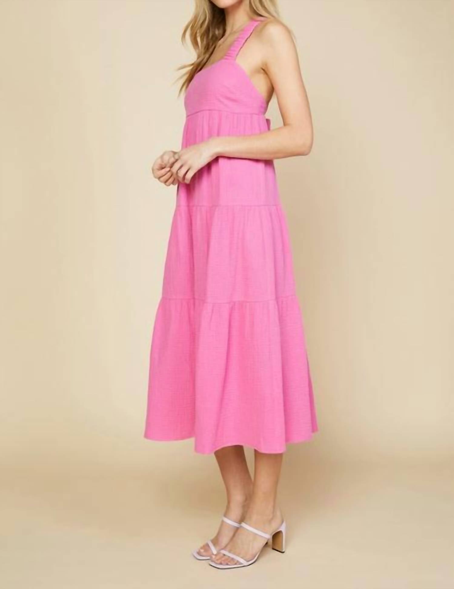 Skies Are Blue - Cross back tiered maxi dress