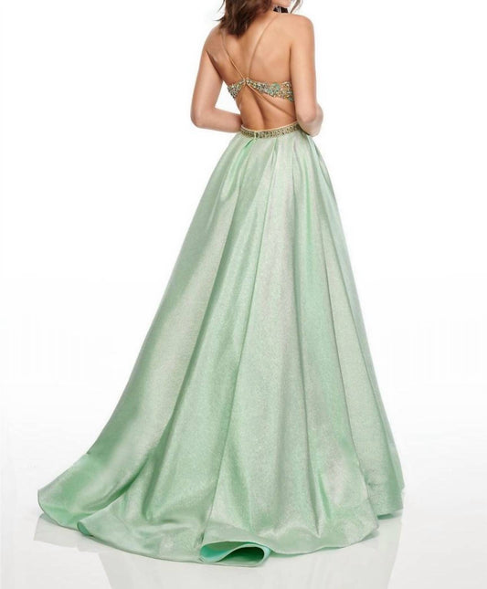 Rachel Allan - Shimmer Woven Beaded Princess Gown