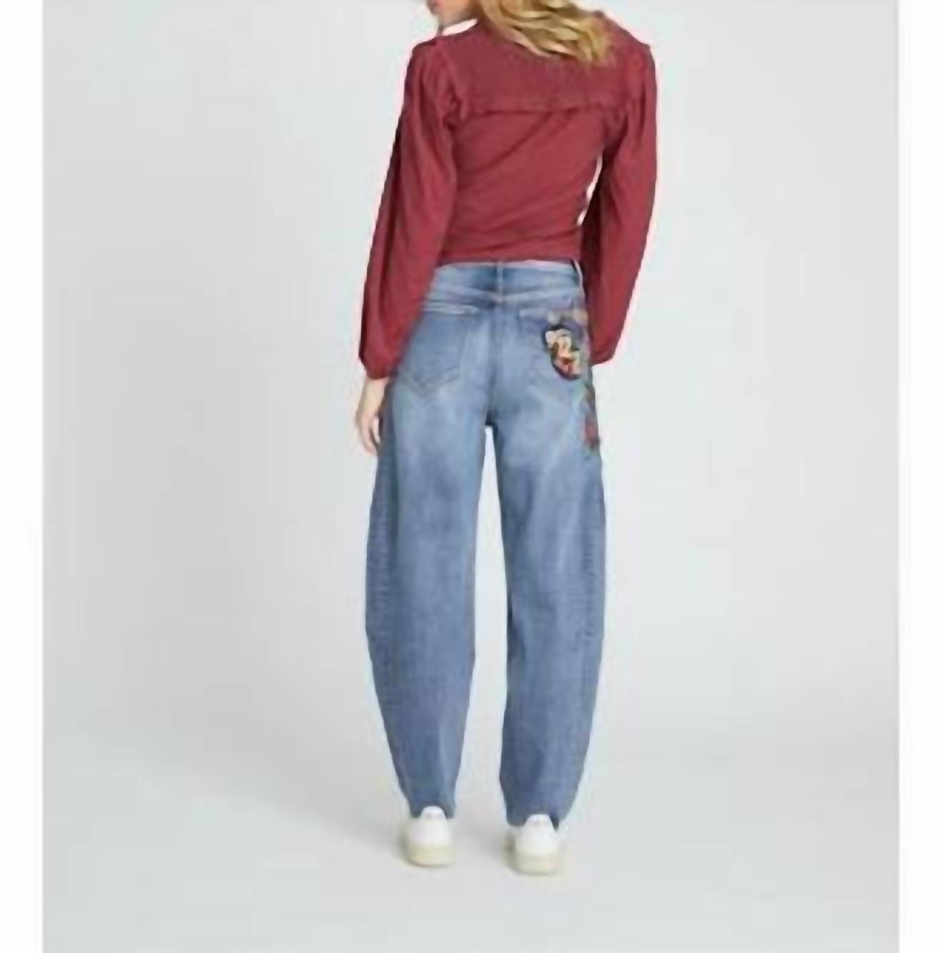 Driftwood - Parker X Varsity Vines Embroidered High-rise Barrel Jeans