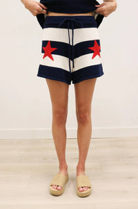 Skies Are Blue - Stars Striped Americana Knit Shorts