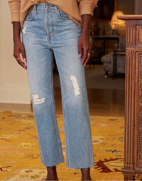 Frank & Eileen - Monaghan Ripped Raw Hem Crop Straight Jeans