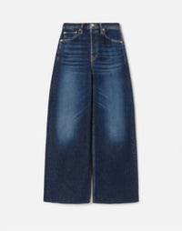 RE/DONE High Rise Wide Leg Crop Jeans in barely worn - women's jeans - view 5