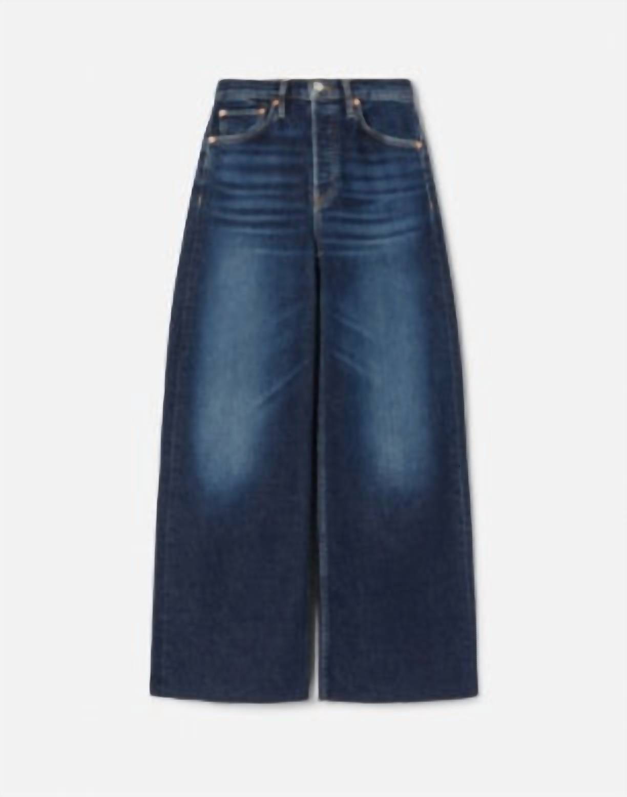 RE/DONE High Rise Wide Leg Crop Jeans in barely worn - women's jeans - view 5