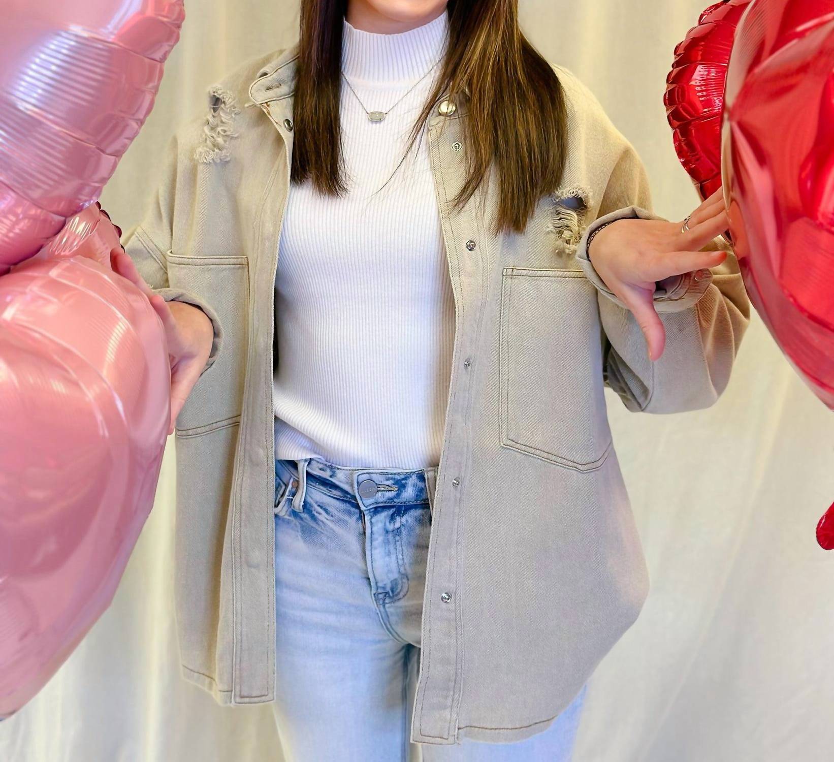 Ee:Some - Mineral Washed Love Smile Jacket