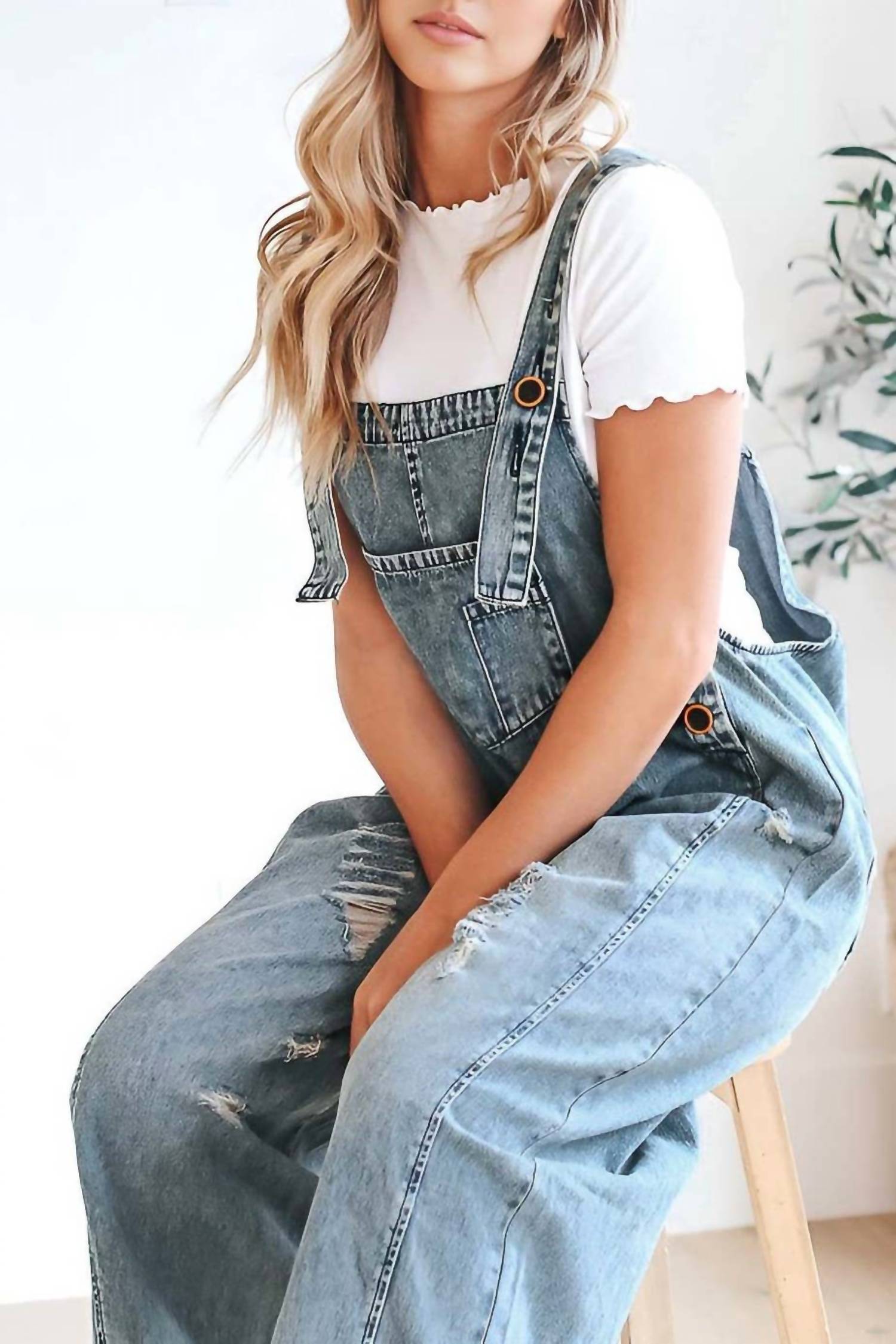 Rosa Clothing - Southern Country Distressed Washed Denim Overall