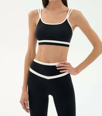 SPLITS59 Eva Rigor Double Strap Bra in black white - women's intimate