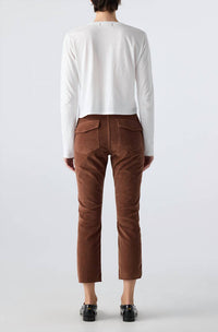 AMO Corduroy Easy Army Trouser in cocoa 2 - women's pants - detail view