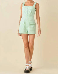Baby Pink - Sleeveless Cotton Blend Romper