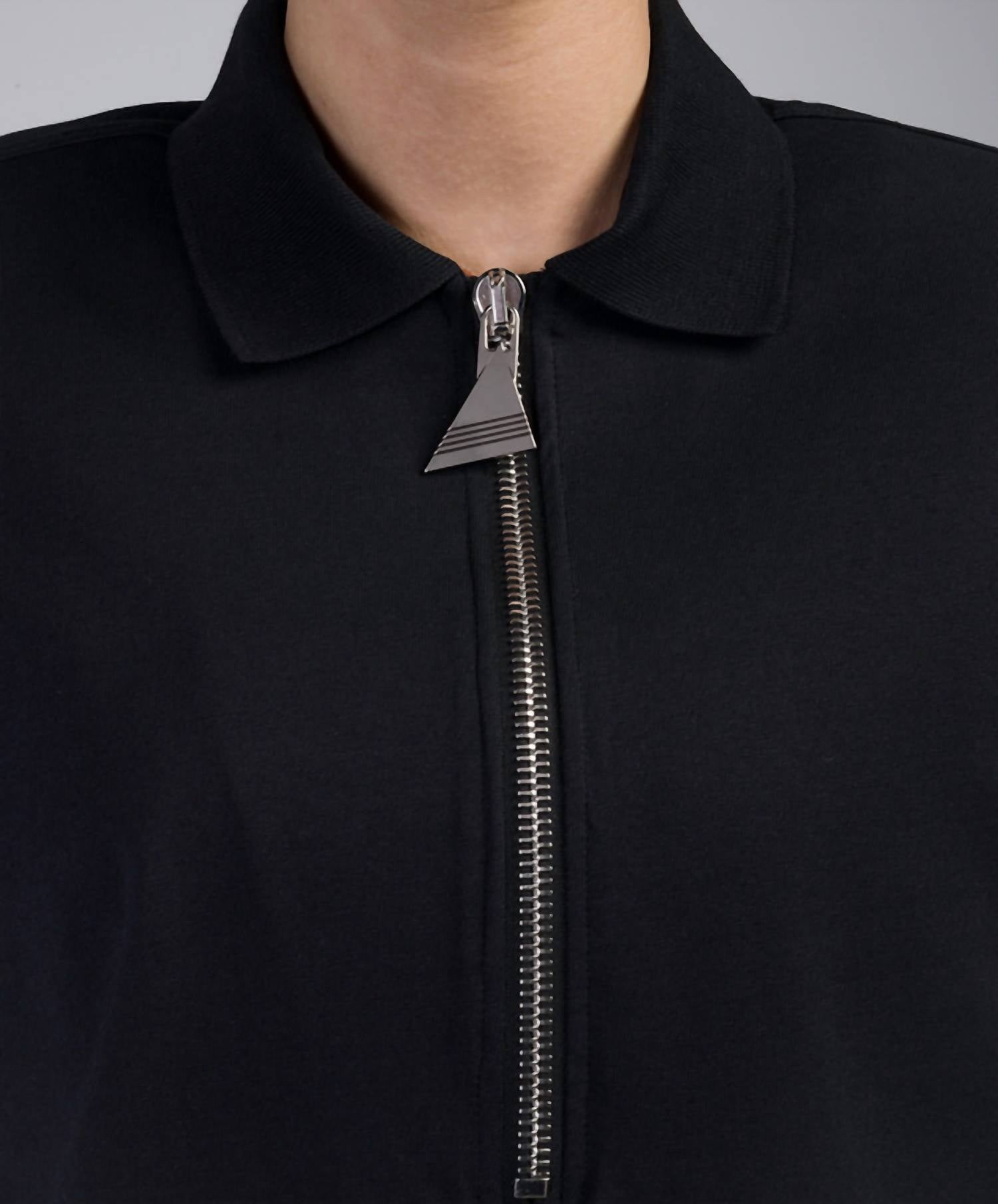 THE ATTICO Pre-loved Polo Shirt With Front Zip With Logo And Shoulder Pads in black - women's t-shirt - view 4