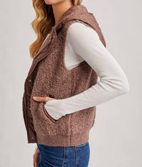 Bluivy - Button Down Sherpa Fleece Quilted Hood Vest