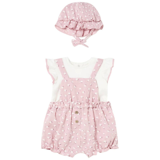 Mayoral - Kids 3 Piece Floral Overall Set