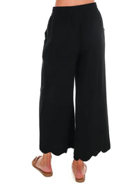Umgee - Women's Sweet Detail Linen Scallop Wide Leg Pants