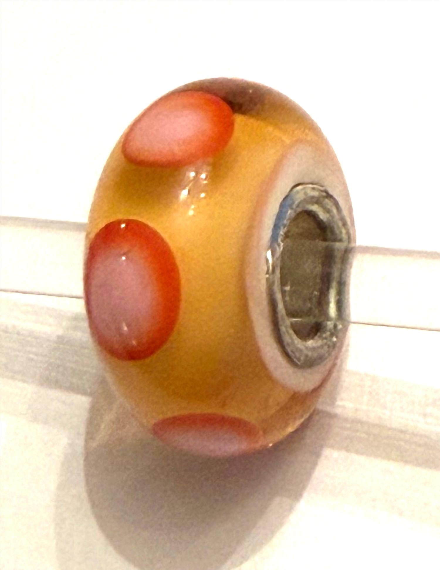 Trollbeads Women's Universal Spots Glass Bead Charm in unique yellow with orange - women's jewelry