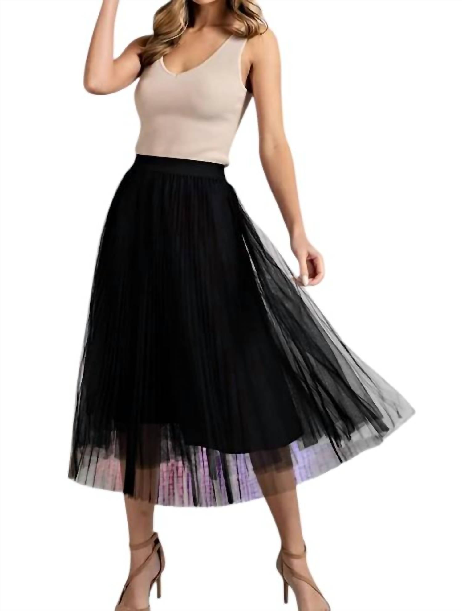 Ee:Some - Mesh Pleated Midi Skirt