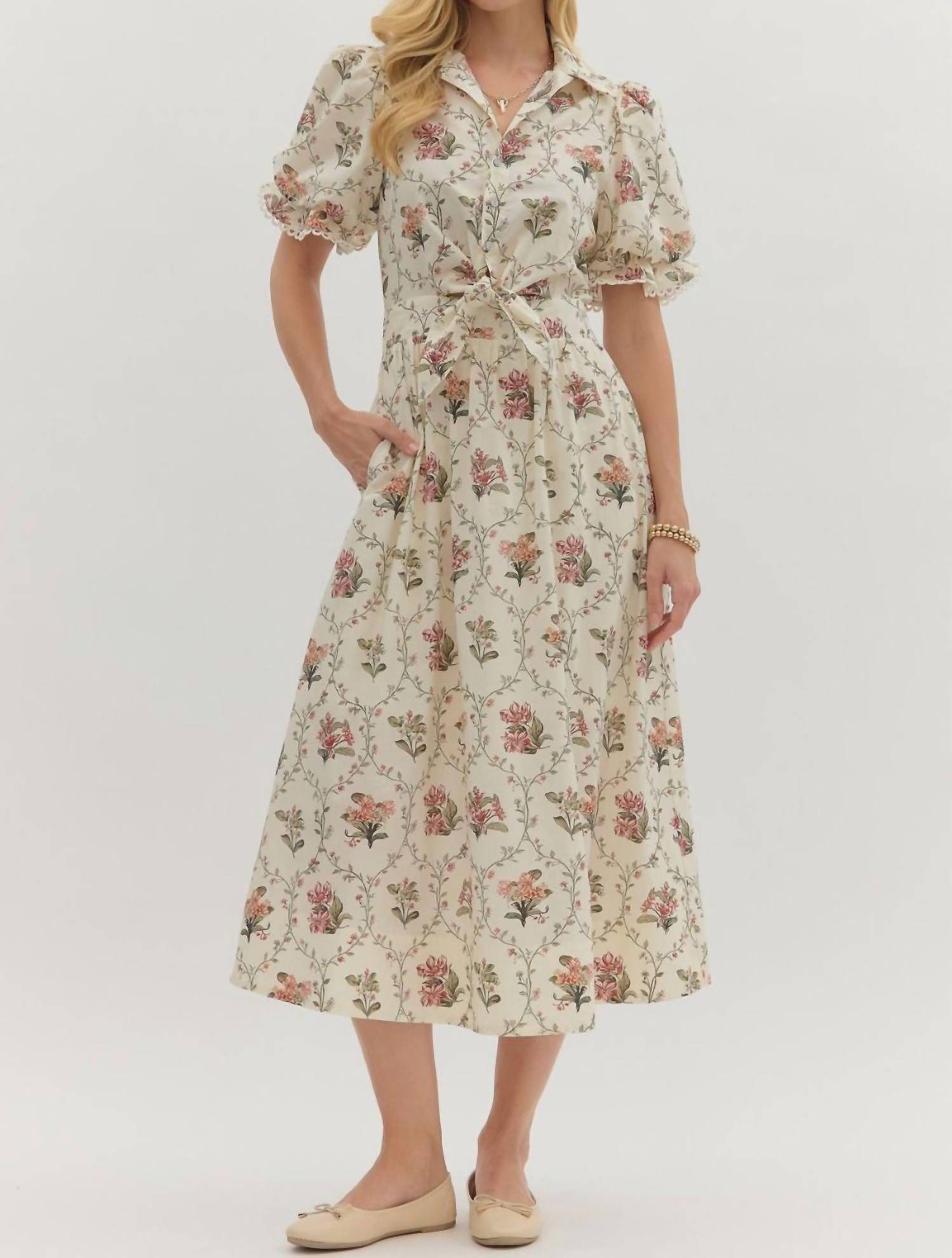 Entro - Floral Meadow Midi Dress