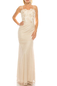 Aidan Mattox - Embroidered Lace Trumpet Dress