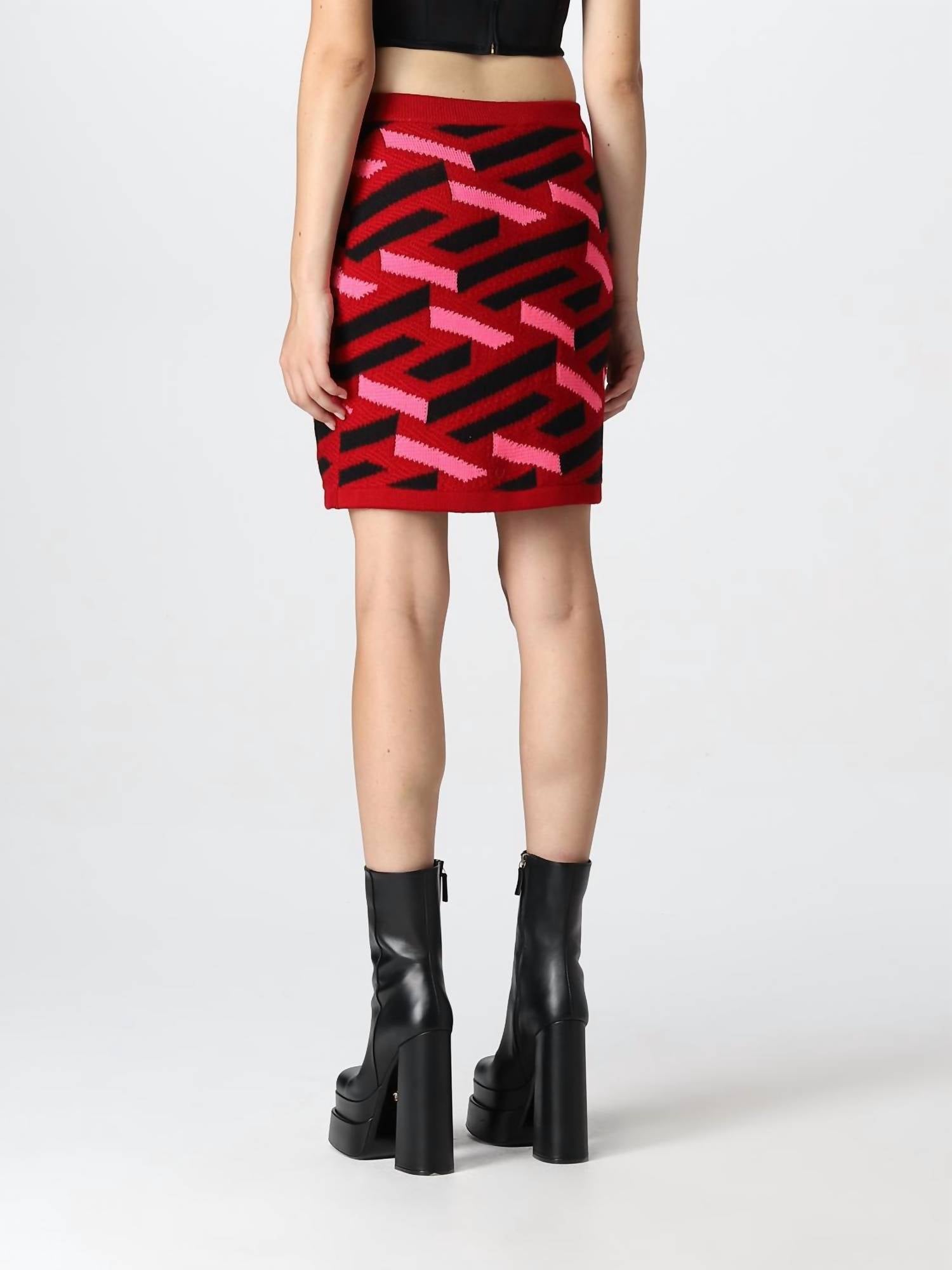 Versace - La Greca Wool Blend Knit Skirt