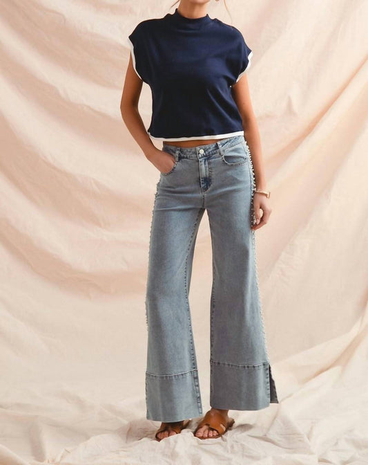 So Me - Women's Mid Rise Pearl Flared Jeans