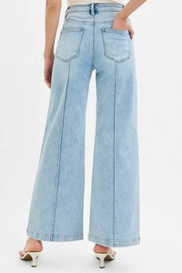 Risen - High Waist Wide Leg Pintuck Jeans